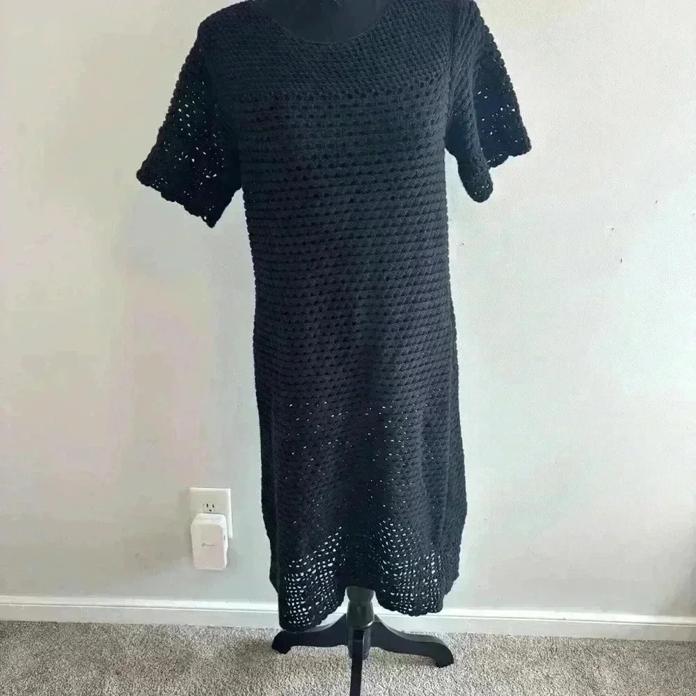 J. McLaughlin Crochet Black Dress Cover Up Beach Size XS - Picture 3 of 7